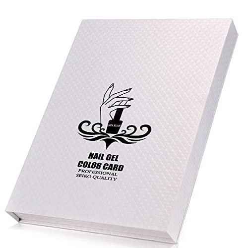 Noverlife Professional 216 Nail Colors Chart, White Nail Gel Polish Display Card Book, Nail Art Salon Nail Design Display Booklet, Nail Color Swatches Nail Practice Card Design Board