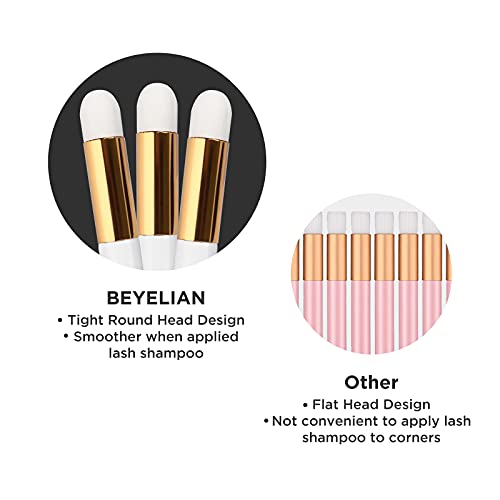 BEYELIAN 20 Pcs Lash Shampoo Brush Set, Eyelash Extension Cleanser, Blackhead Remover, Nose Pore Deep Cleaning, Soft and Comfortable Facial Makeup Remover Tools White