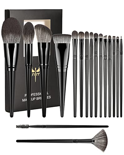 Anmor Luxurious Black Makeup Brush Set, Premium Makeup Brushes for Foundation Kabuki Powder Blush Eyeshadow Blending Crease Makeup, Superior Soft Luxurious Makeup Brush Set with Micro Crystal Fiber