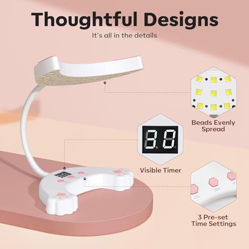 modelones UV LED Nail Lamp, Gooseneck UV Light for Gel Nails, 48 W Nail Light for Gel Nail Polish with 3 Timers and LCD Display, LED Nail Lamp for Fast Curing