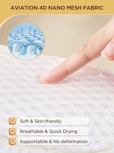 Bath Pillow Luxury Bathtub Pillow, Bath Pillows for Tub Neck and Back Support, Bath Tub Pillow Headrest with Soft 4D Air Mesh Fabric & Non-Slip Suction Cups, Fits All Bathtub Relaxing Bath Accessories