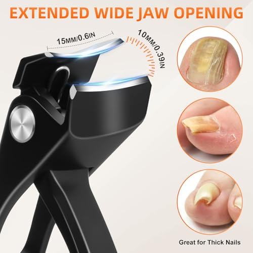 Toenail Clippers for Seniors Thick Toenails, Slanted Angled Head Large Nail Clippers Set for Men, Ultra Sharp Fingernail Clipper with File, Heavy Duty Toe Nail Clippers with Wide Jaw