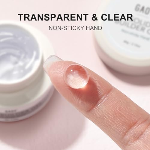 GAOY 60g Solid Builder Gel for Nails, Non-Sticky Hand 3D Sculpting Hard Gel for Art Carving Modeling and Extension, Clear
