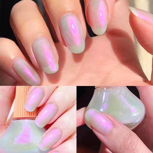 6 Colors Nail Polish, 12ml×6 Quick Dry Nail Lacquer, Super Lustrous Nail Enamel Polish, Shimmer Iridescent Ultrachrome Nail Art Varnish, 0.41 fl oz