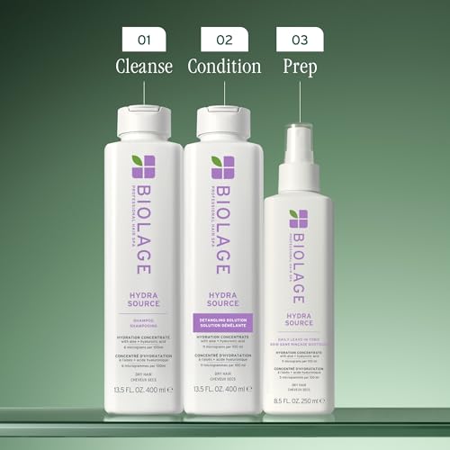 BIOLAGE Hydra Source Detangling Solution - For Dry Hair, Detangles & Controls Static For Less Frizz & Fly-Aways, Paraben-Free