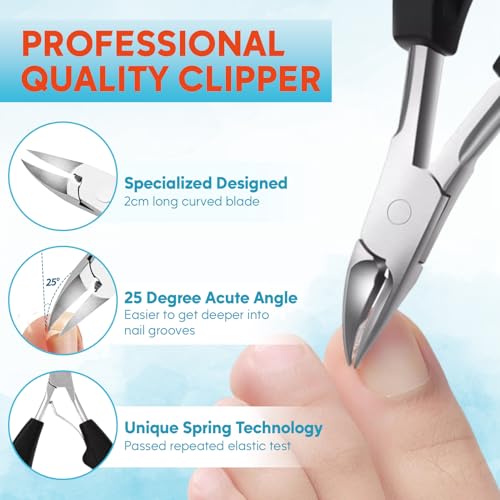 Ingrown Toenail Kit, Ginger Ingrown Toenail Treatment, Drops with Tools for Big Toe Ingrown Pain Relief, Toenail Clippers For Thick & Ingrown Nails, Ingrown Toenail Removal Kit