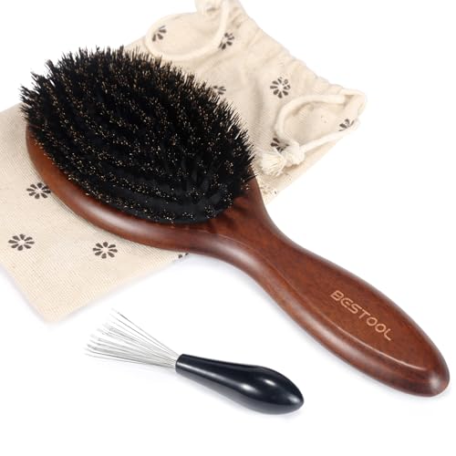 BESTOOL Hair Brush, Boar Bristle Hair Brushes for Women Men Kids, Boar Bristle Brush for Hair Smoothing, Everyday Brush Enhances Shine & Health