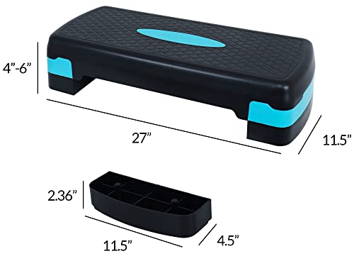 Fitvids Adjustable Workout Aerobic Stepper Step Platform Trainer, 27-Inch, Black/Blue
