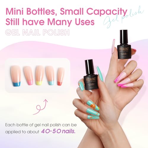 ROSALIND 30PCS Gel Nail Polish Set, 26 Classic Colors Gel Polish kit with Base Coat Glossy Matte and Glitter Top Coat Gel Nails Set All Seasons Collection Gift for Women