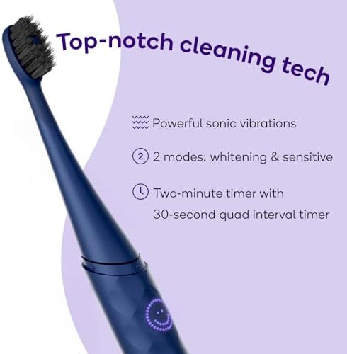 Burst Curve Sonic Electric Toothbrush for Adults (Cobalt Blue) | Slim Travel Brush with Cover | Ultra Soft Bristles | Up to 2 Month Rechargeable Battery | Two Modes & Timer