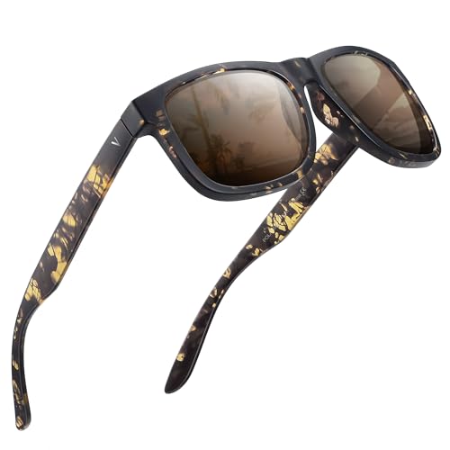 VELAZZIO Polarized Sunglasses for Men Women UV400 Protection Unisex sunglasses Ultralight Frame for Driving Cycling Golf Fishing Sailing, Brown
