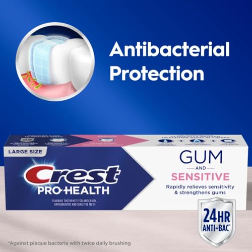 Crest Pro-Health Sensitive and Gum All Day ProtectionToothpaste 4.8 oz- Anticavity, Antibacterial Flouride Toothpaste, Clinically Proven, Sensitivity Toothpaste