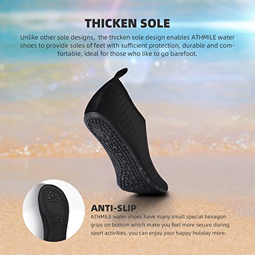 ATHMILE Water Shoes Women Men Barefoot Aqua Socks Quick-Dry for Beach Swim Pool Yoga Camping Cruise Surf Sport