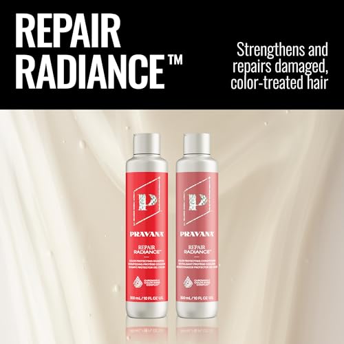 Pravana Repair Radiance Conditioner | Strengthens, Protects, Restores | For Damaged, Color Treated Hair | Reduces Breakage & Split Ends | Chromasilk Enhances Shine & Protection | Vegan | Paraben Free