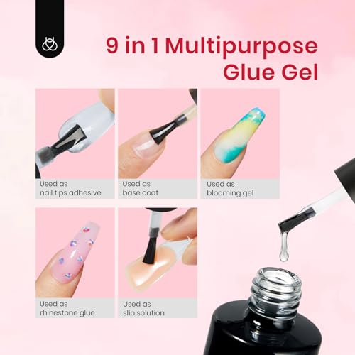 Beetles Gel Nail Kit 504Pcs Short Almond Gel Nail Tips with 9 in 1 Nail Glue Nail Extension Set Uv Led Lamp Acrylic False Tips Kit DIY Nails Art Gifts for Women
