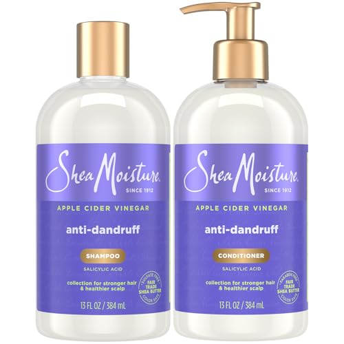 SheaMoisture Anti-Dandruff Shampoo & Conditioner – Apple Cider Vinegar, Shea Butter, 3% Salicylic Acid for Itchy Scalp Relief, 13 Oz Ea