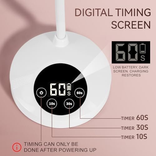 AORAEM UV LED Nail Lamp, Rechargeable Gooseneck Lamp for Gel x Nails 12W Quick Dry LED Nail Light Nail Dryer with 4 Timers & Auto Sensor, Professional Flash Cure Light for Gel Nails Home DIY White