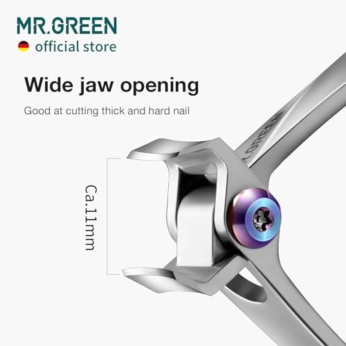 MR.GREEN Nail Clippers Wide Jaw Opening Stainless Steel Fingernail Clipper Thick Hard Toenail Cutter Manicure Scissors Tools (Nail Clipper (Large))