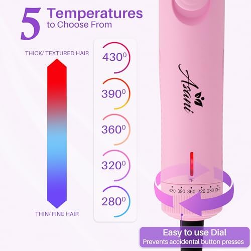 Asani 360° Airflow Styler - 2-in-1 Professional Curling Wand & Hair Straightener - Flat Iron Curler with Cooling Fan, Air Vents - Crimper Styling Tool for Volume & All-Day Curls - for All Hair (Pink)