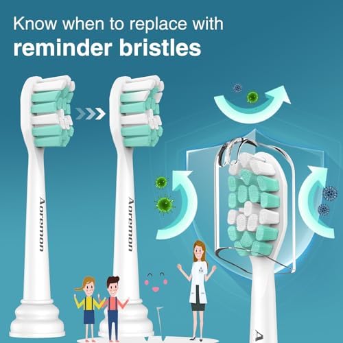 Aoremon Replacement Heads for Philips Sonicare 4100 5100 5300 6100 Electric Toothbrush and fit for Most Phillips Sonicare Click-on Model-10 Pack