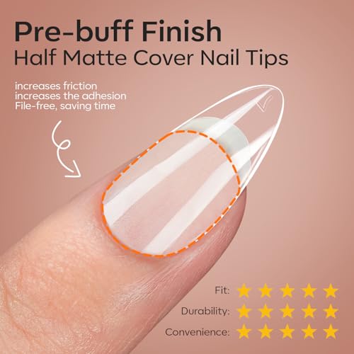 modelones Gel Nail Kit Short Almond Gel Nail Tips, 9-in-One Nail Glue with Portable U V Nail Lamp, 216Pcs 12Sizes Press On Acrylic False Nails Tip Nail Extension DIY Nails Art Gift for Women