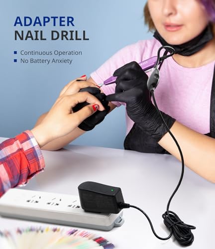 AIRSEE Home Lite Portable Electric Nail Drill Machine with adapter for Beginners, EFile for Acrylic Gel Nails and Manicure Pedicure Polishing Shape, Electric Nail File Kit for Home, Purple