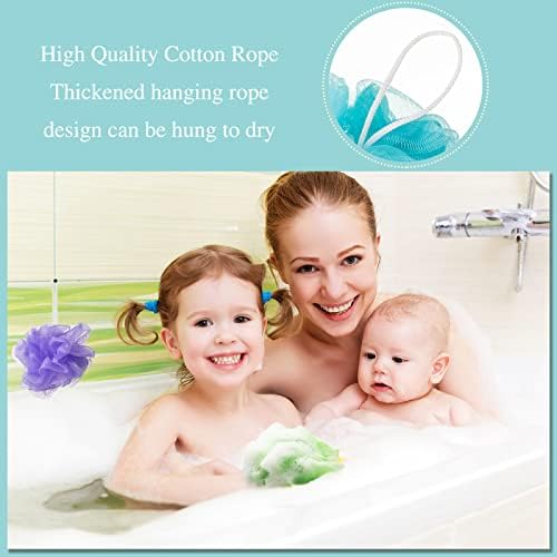 CHENGU 80 Pcs Loofah Bulk Sponge Bath Sponges for Shower Bath Luffa Bulk Pouf Shower Puff Wash Body Pouf Mesh Loofah Exfoliating Body Scrubber for Baby Women Men, 20g (Mixed Colors)