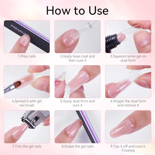 Makartt Poly Nail Gel Set - 6 Neutral Colors for Extension Nails, Long Lasting, Natural-looking, Strong Builder Enhancement for Salon Manicure DIY at Home 15ML Clear White Nude Pink