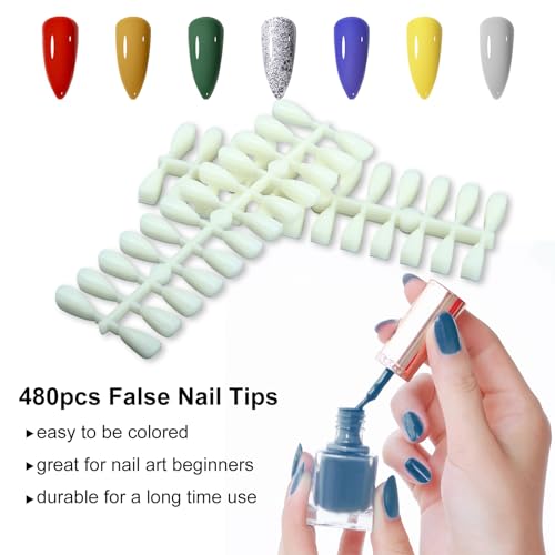 320 Nail Color Book,Nail Color Display Book with 480 Nail Tips & 1-400 Number Labels,Professional Nail Color Swatches Book for UV Gel Polish Nails Art Design(Green)