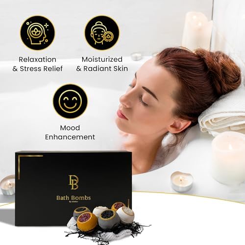 Bath Bombs, 6PC Luxury Gift Set, Girls Gifts, Mothers day Surprise, Valentines Day, Relaxing Kit, Bath Bombs for Women, Organic, Non Toxic, for Sensitive Skin, Natural, Lavender, Essential Oils & Salt
