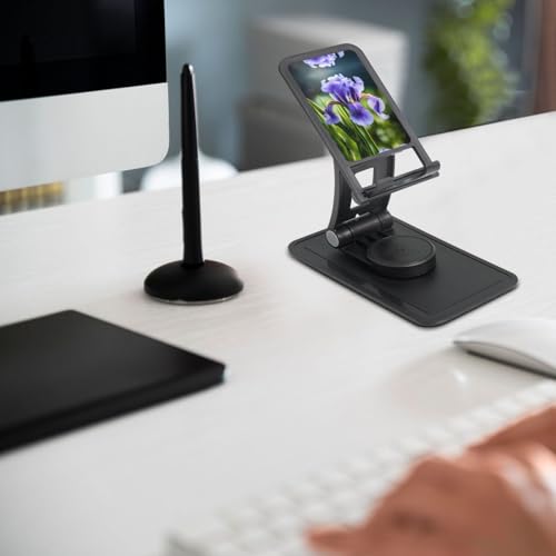 French National Flower Cell Phone Stand 360° Adjustable Desktop Phone Holder Cradle Compatible With Most Mobile Phones Black