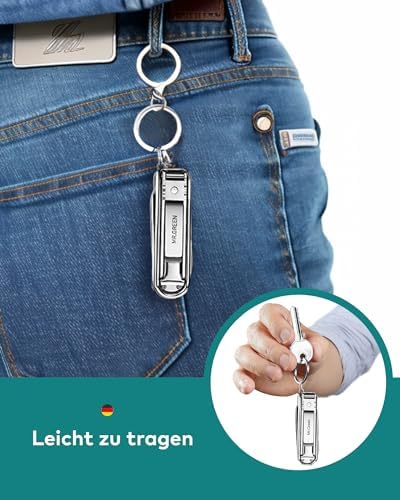 Portable Nail Clippers,Medical Grade Stainless Steel Foldable Nail Cutter with Leather Case, Ultra Slim Travel Design Mr-1099sl