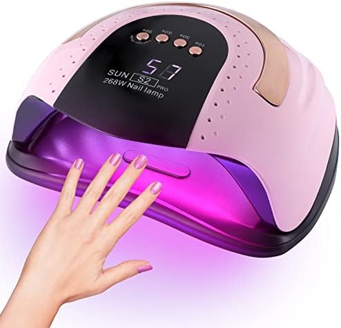 268W UV LED Light Lamp Nail Dryer for Gel Polish with 57 pcs Dual Light Beads 4 Timer Setting and Automatic Sensor
