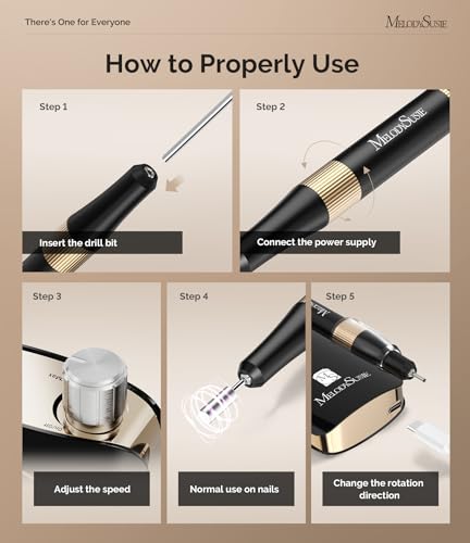 MelodySusie Professional Nail Drill, 35000 RPM Electric Nail File for Acrylic Gel Nails Removal, SM200F Portable Efile Coreless Motor for Quiet & Durable, Cordless Nail Kit with Bits for Salon & Home
