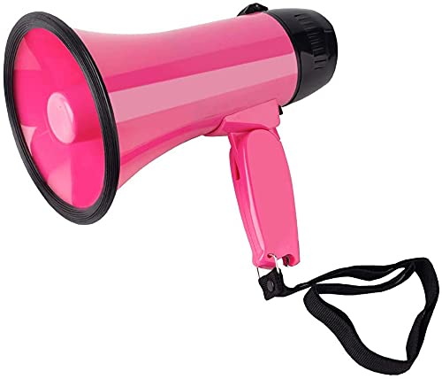 MyMealivos Portable Megaphone Bullhorn 20 Watt Power Megaphone Speaker Voice and Siren/Alarm Modes with Volume Control and Strap (Deeppink)…