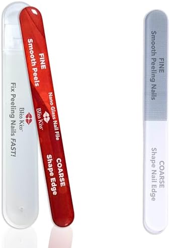 Bliss Kiss Nano Glass Nail Files & Buffer for Weak, Brittle, Peeling Nails for Women for Natural Nails with Case