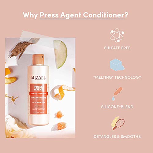 Mizani Press Agent Sulfate-Free Conditioner - Detangles Hair For Heat Styling, Blowout & Silk Press and Seals Hair From Humidity, Thermal Smoothing With Argan Oil