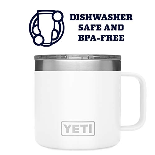 YETI Rambler 14 oz Mug, Vacuum Insulated, Stainless Steel with MagSlider Lid, White