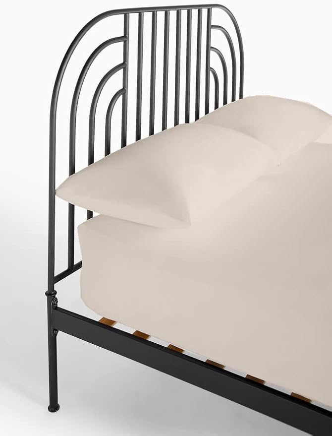 4-PC Cot Sheet Sets, 28x75, 100% Cotton Fitted Sheets - Perfect for Narrow Twin/RV Bunk/Camping Cot/Guest Bed Replacement, Fits Upto 4-8" Deep Mattress - Beige Solid