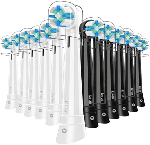 12PCS Replacement Heads Compatible with Oral B iO 3 4 5 6 7 8 9 10 Series Electric Toothbrush,Toothbrush Heads Compatible with Braun Oral B iO Replacement Heads with Medium Bristles,Black/White
