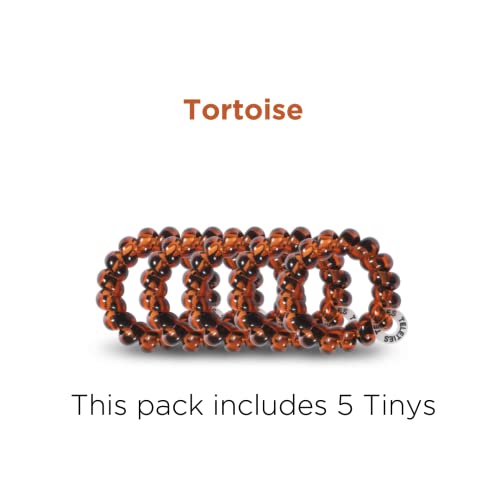 TELETIES - Tiny Spiral Hair Coils - For Kids & Super Thin Hair - Mini Phone Cord Ponytail Holder for Braid Ends - Strong Grip, No Rip, Water Resistant, No Crease - Tiny 5 pack - Tortoise