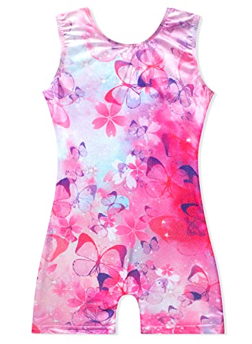 EQSJIU Girls Leotards For Gymnastics Butterfly Pink Flower 5t Size 5-6 Years Old 5-6x Floral Sparkle