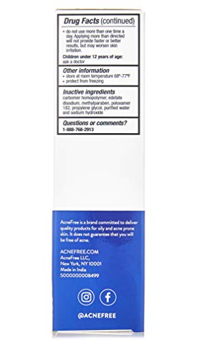 Acne Free Adapalene Gel 0.1%, Once-Daily Topical Retinoid Acne Treatment, Dermatologist Developed, Unclogs Pores and Clears Acne, Prevents and Improve Whiteheads and Blackheads, 0.5 Ounce