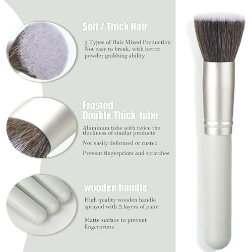 Gift Ready 10 Piece grayish green Makeup Brushs Set and 2 Piece Makeup Sponge – Wooden Handle with Soft Synthetic Bristles, Concealer, Powder – (Ideal for Christmas, Birthday, Women)