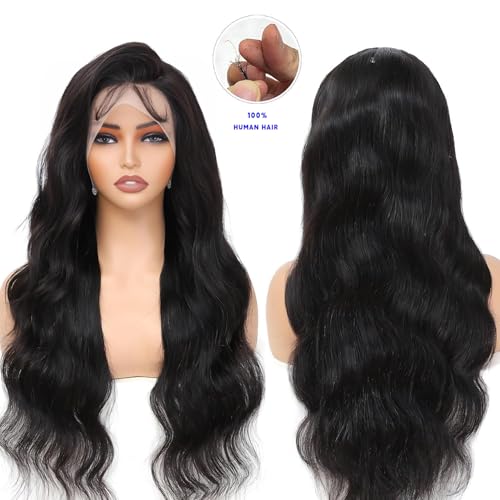 32 Inch 13x6 Body Wave Lace Front Wigs Human Hair 200 Density 13x6 HD Lace Frontal Wigs Human Hair Pre Plucked Natural Hairline Body Wave Glueless Human Hair Wig for Women