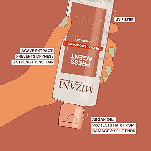Mizani Press Agent Sulfate-Free Conditioner - Detangles Hair For Heat Styling, Blowout & Silk Press and Seals Hair From Humidity, Thermal Smoothing With Argan Oil