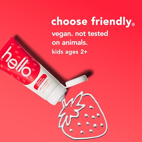 hello Wild Strawberry Kids Toothpaste with Fluoride, Strawberry Toothpaste for Kids, Safe for Ages 2 and Up, Helps Prevent Cavities, Strengthen Enamel, and Polishes Teeth, ADA Approved, 3 Pack, 4.2 Oz