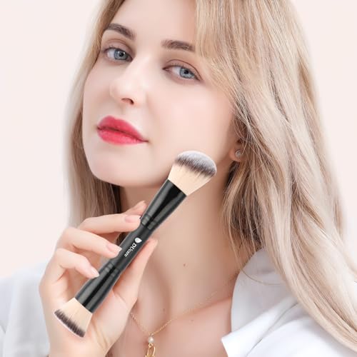 DUcare Makeup Brushes Duo End Foundation Contour Powder and Buffer Brush Bronzer Double Makeup Brush Set 2Pcs black