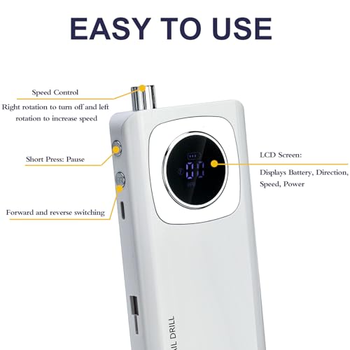 45000RPM Electric Machine Set With LCD Screen File Machine For Acrylic Gels Nails Manicures