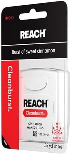 Reach Cleanburst Waxed Dental Floss Cinnamon, 55 Yards (Pack of 12)